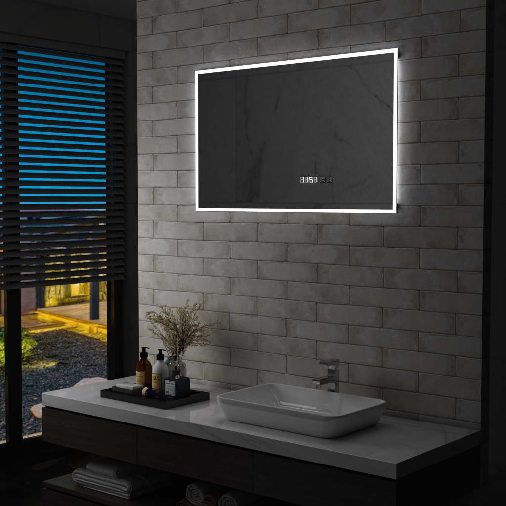 Specchio a LED Bagno con Sensore Tattile e Orologio 100x60cm cod mxl 51201