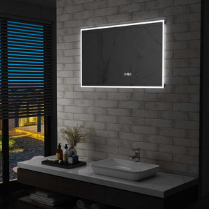 Specchio a LED Bagno con Sensore Tattile e Orologio 100x60cm cod mxl 51201