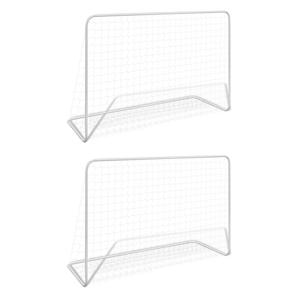 Porte da Calcio 2 pz con Reti 182x61x122 cm in Acciaio Bianche 276047