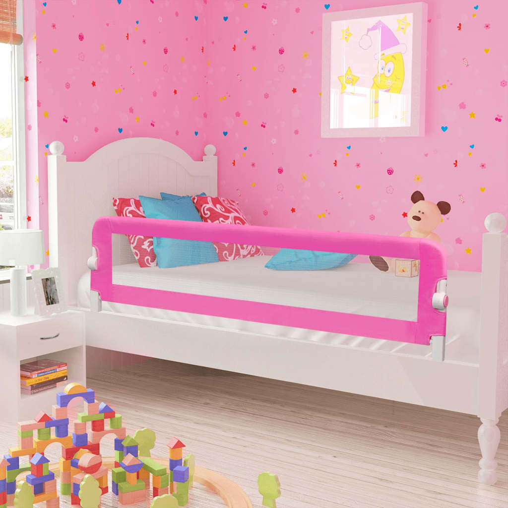 Sponde Letto per la Sicurezza dei Bambini 2 pz Rosa 150x42 cm 276086