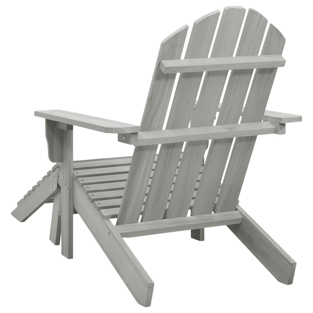 Sedia da Giardino con Poggiapiedi in Legno Grigio 45700