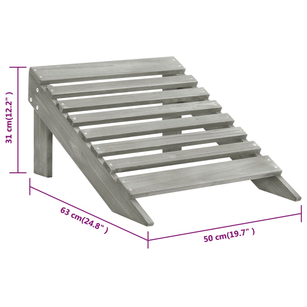 Sedia da Giardino con Poggiapiedi in Legno Grigio 45700