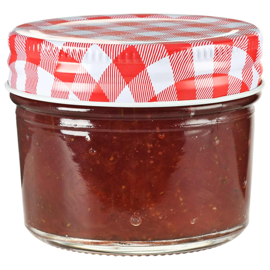 Vasi Marmellata in Vetro Coperchio Bianco e Rosso 48 pz 110 ml 50790