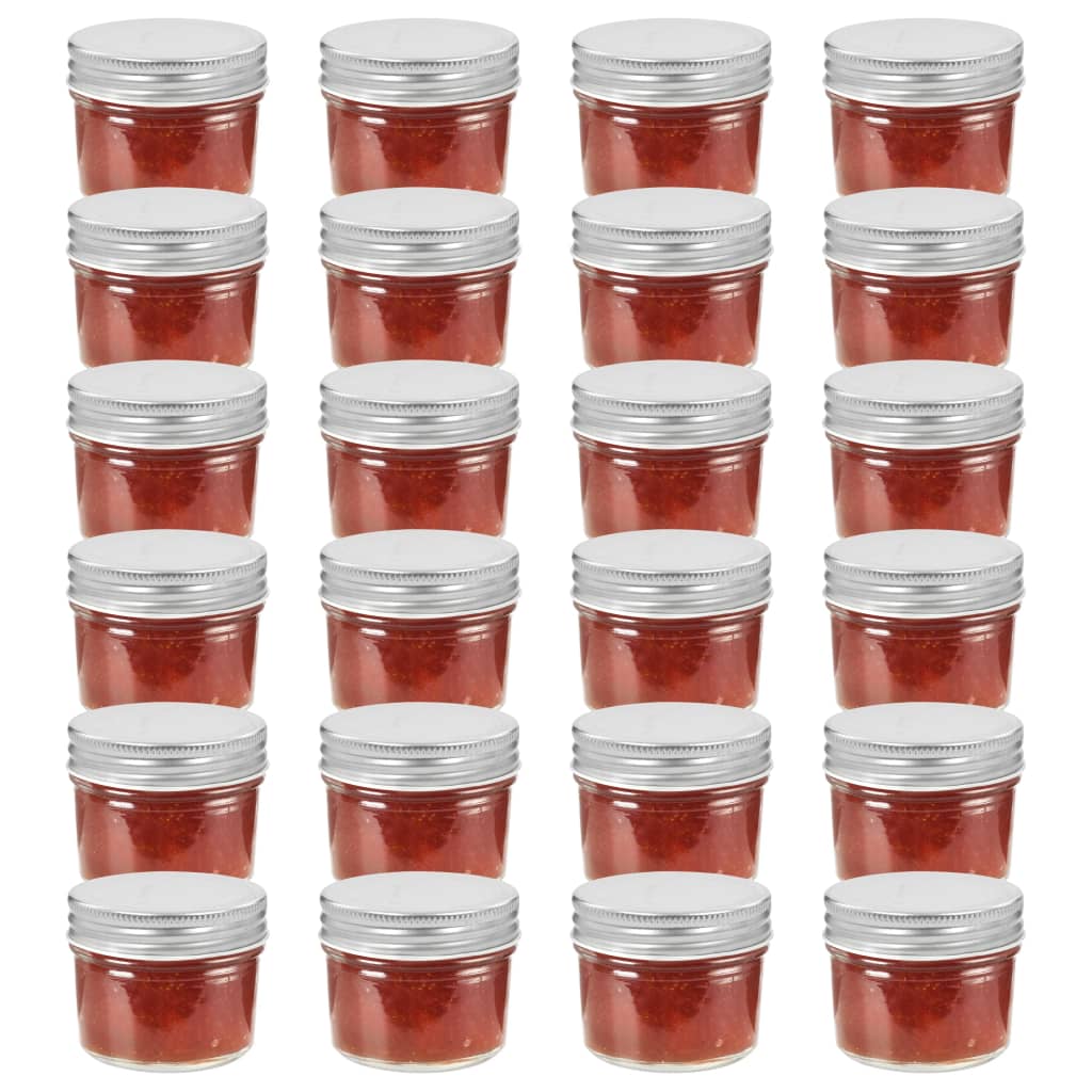 Vasi per Marmellata in Vetro Coperchio Argento 24 pz 110 ml cod mxl 70182