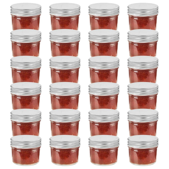 Vasi per Marmellata in Vetro Coperchio Argento 24 pz 110 ml cod mxl 70182