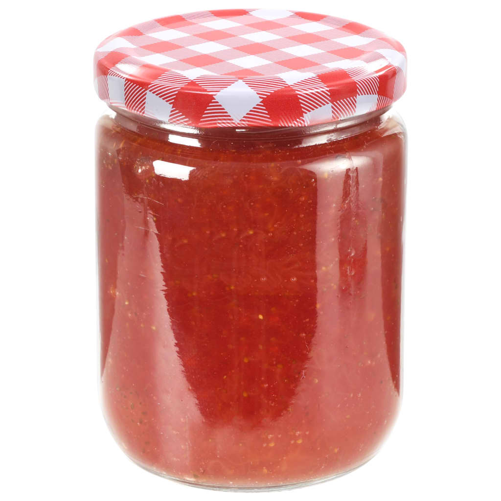 Vasi Marmellata in Vetro Coperchio Bianco e Rosso 96 pz 230 ml cod mxl 55080