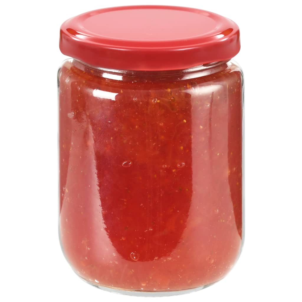 Vasi per Marmellata in Vetro Coperchio Rosso 48 pz 230 ml cod mxl 74996