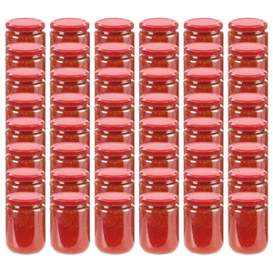 Vasi per Marmellata in Vetro Coperchio Rosso 48 pz 230 ml cod mxl 74996