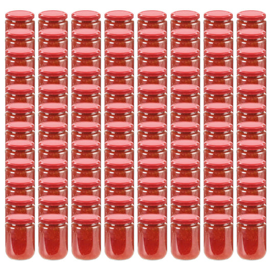 Vasi per Marmellata in Vetro Coperchio Rosso 96 pz 230 ml cod mxl 60032