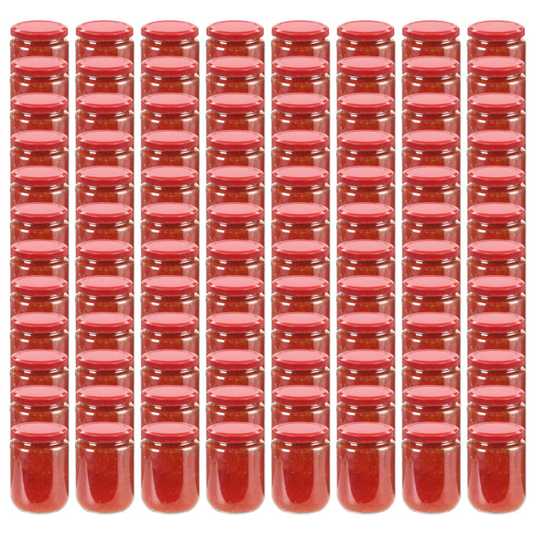 Vasi per Marmellata in Vetro Coperchio Rosso 96 pz 230 ml cod mxl 60032