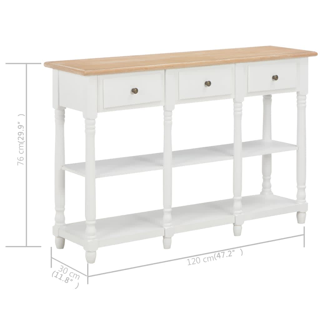 Tavolo Consolle Bianco 120x30x76 cm in MDF cod mxl 59228