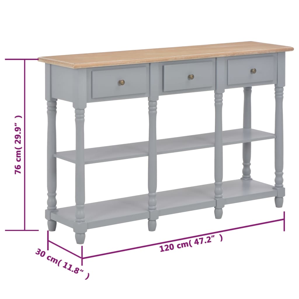 Tavolo Consolle Grigio 120x30x76 cm in MDF