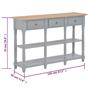 Tavolo Consolle Grigio 120x30x76 cm in MDF