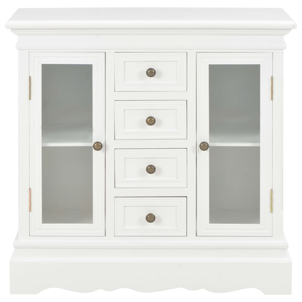 Credenza Bianca 70x28x70 cm in Legno Massello di Pino