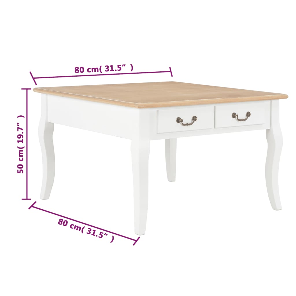 280061 Coffee Table White 80x80x50 cm Wood cod mxl 78346