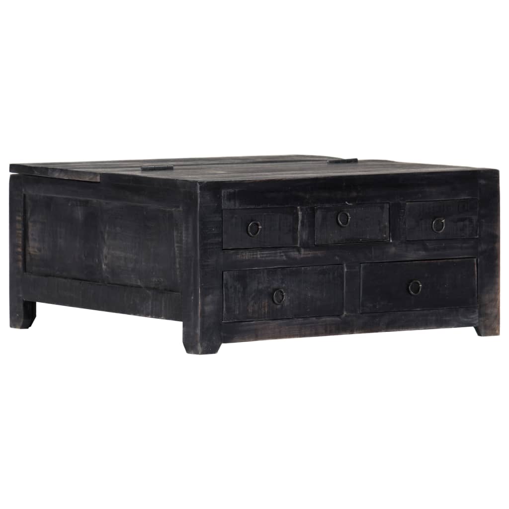 Tavolino da Salotto Nero 65x65x30 cm in Legno Massello di Mango 247986