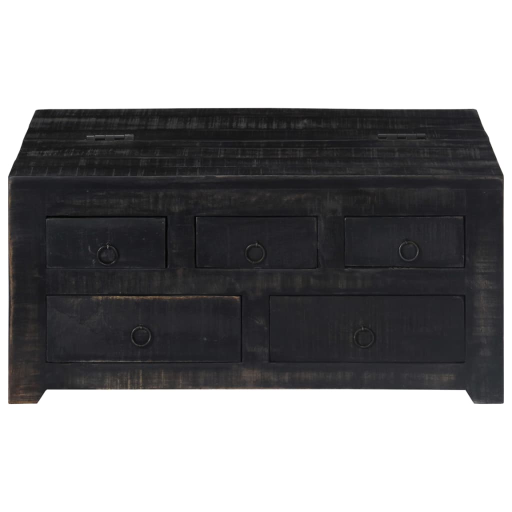 Tavolino da Salotto Nero 65x65x30 cm in Legno Massello di Mango 247986