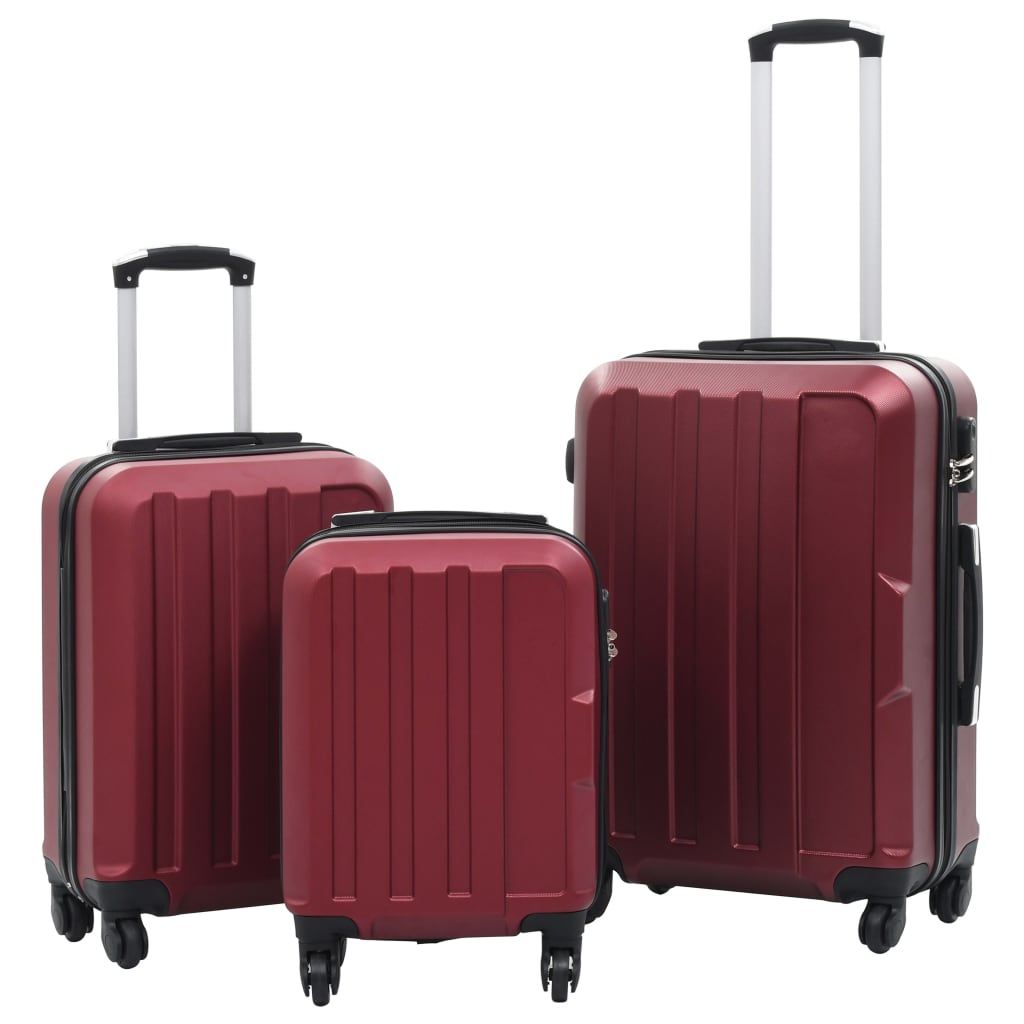 Set Trolley a Custodia Rigida 3 pz Rosso Vino in ABS 91874