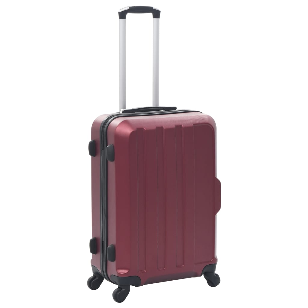 Set Trolley a Custodia Rigida 3 pz Rosso Vino in ABS 91874