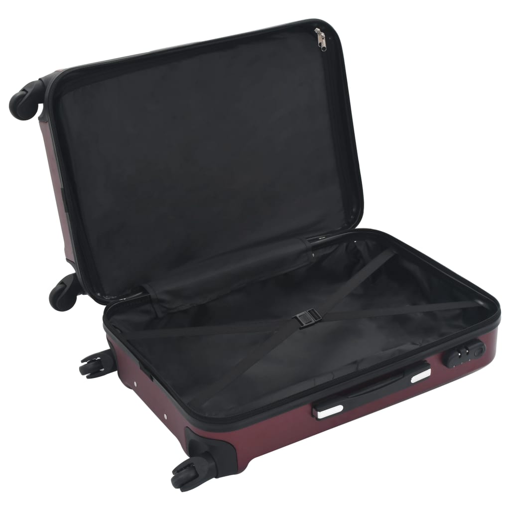 Set Trolley a Custodia Rigida 3 pz Rosso Vino in ABS 91874