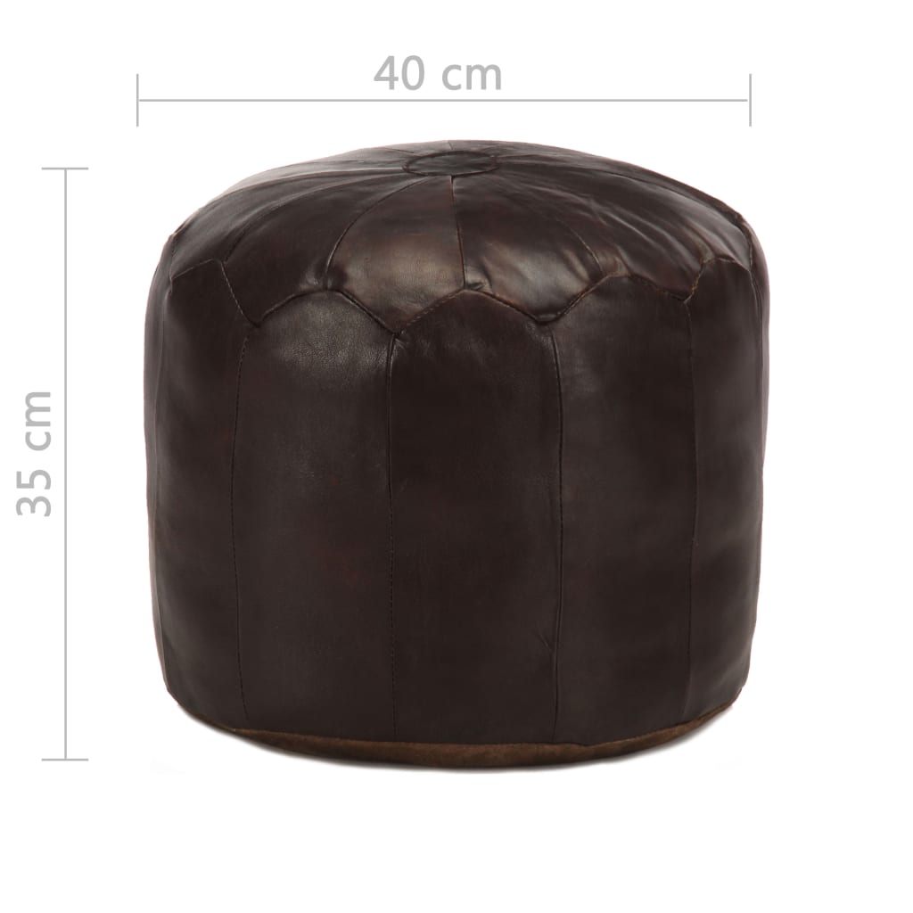 Pouf Marrone Scuro 40x35 cm in Vera Pelle di Capra 248130