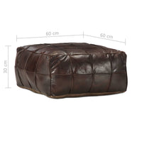 Pouf Marrone Scuro 60x60x30 cm in Vera Pelle di Capra 248133