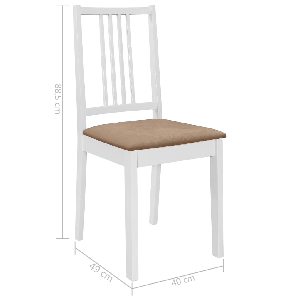 Sedie da Pranzo con Cuscini 2 pz Bianche in Legno Massello cod mxl 18356