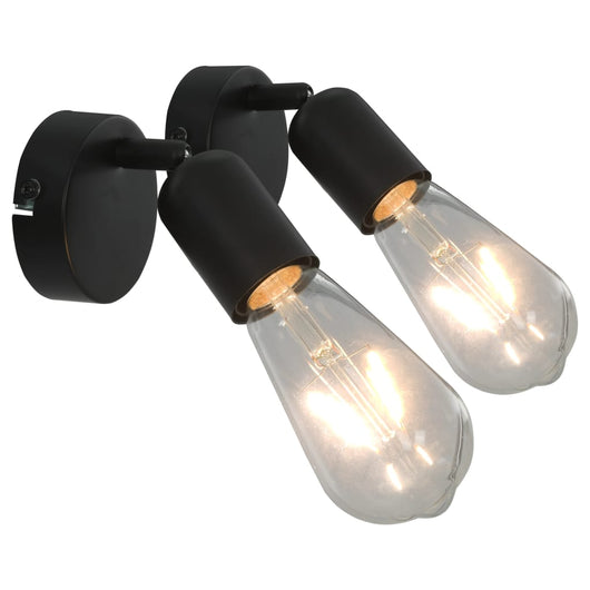 Faretti 2 pz con Lampadine a Incandescenza 2 W Nero E27 cod mxl 61270