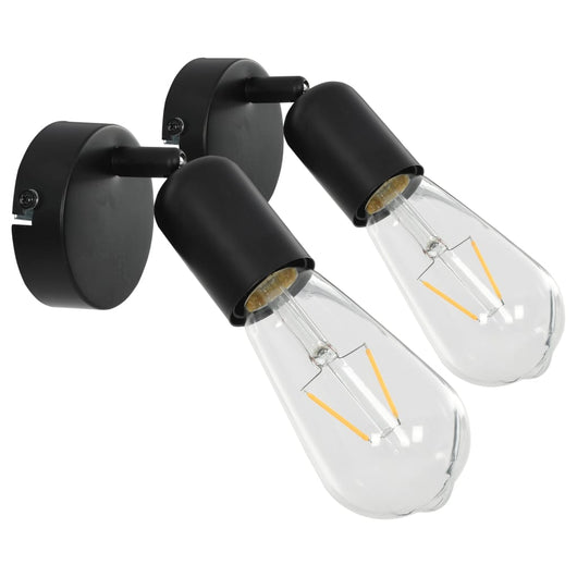 Faretti 2 pz con Lampadine a Incandescenza 2 W Nero E27 cod mxl 61270