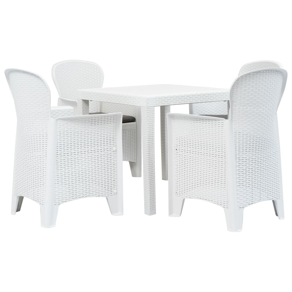 Set Pranzo da Giardino 5 pz in Plastica Stile Rattan Bianco cod mxl 37740