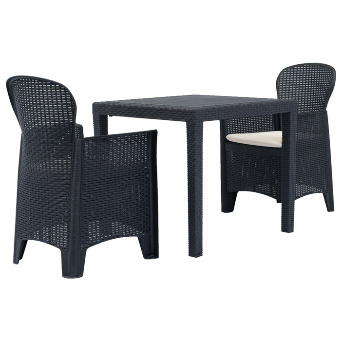 Set da Bistrò 3 pz in Plastica Stile Rattan Antracite  cod mxl 37738