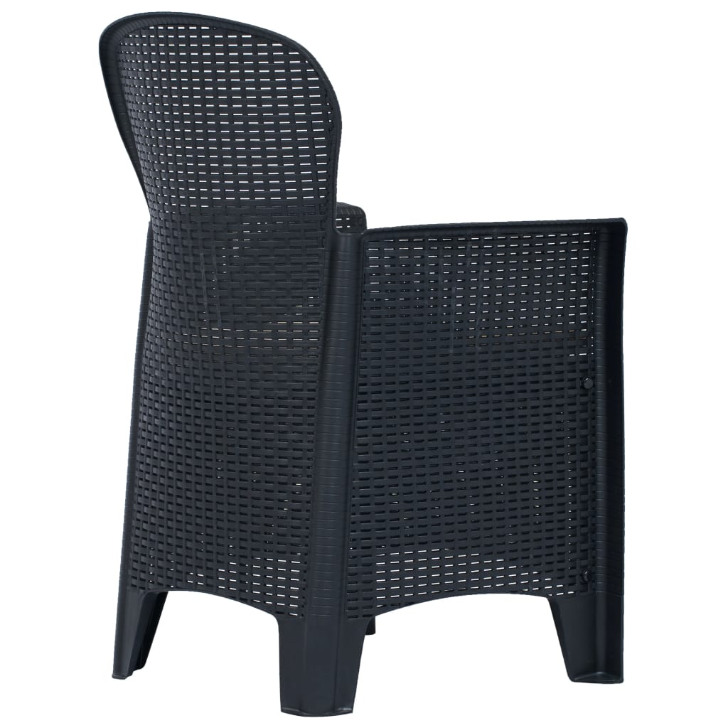 Set Pranzo da Giardino 5 pz in Plastica Antracite Stile Rattan 276114