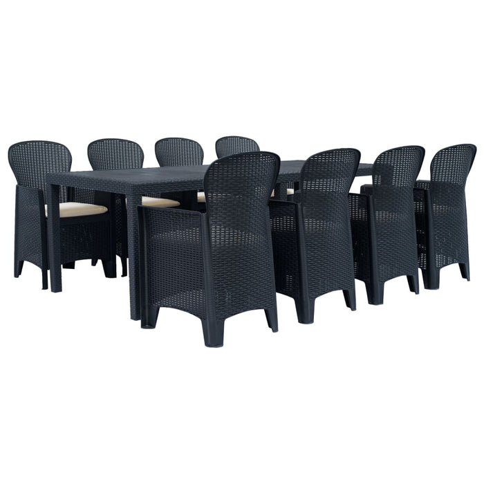 Set Pranzo da Giardino 9 pz in Plastica Stile Rattan Antracite 276137