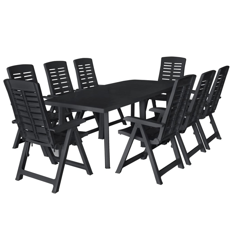 Set da Pranzo da Giardino 9 pz in Plastica Antracite cod mxl 35649