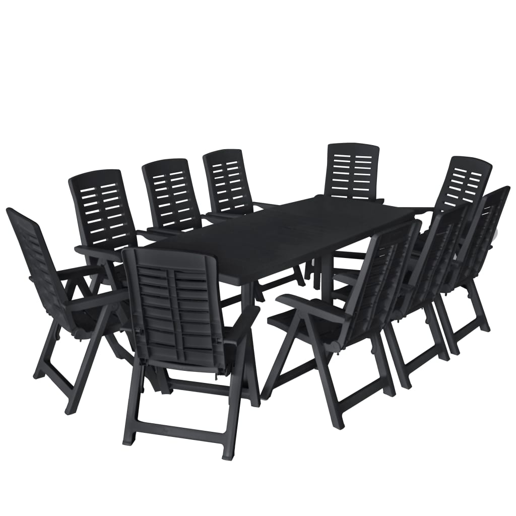 Set da Pranzo da Giardino 11 pz in Plastica Antracite cod mxl 35071