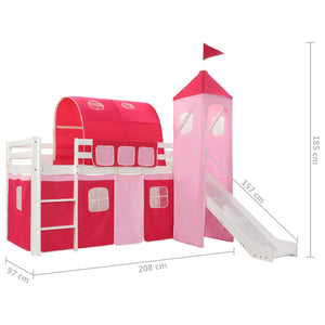 Letto a Castello per Bambini Scivolo e Scala in Pino 208x230 cm 282710