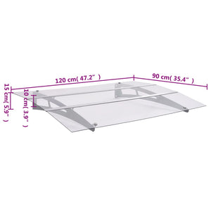 Pensilina per Porta Argento Trasparente 120x90 cm Policarbonato  