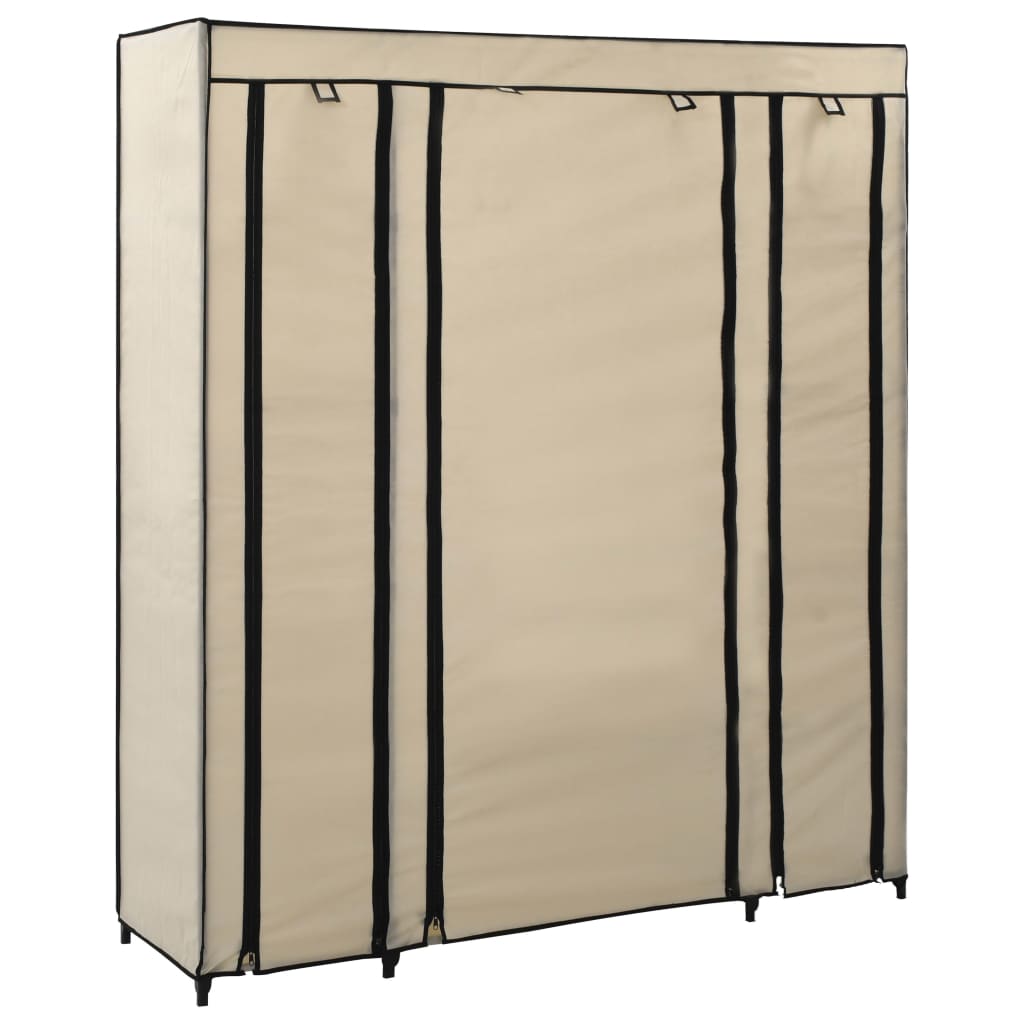 Armadio con Scomparti e Aste Crema 150x45x176 cm in Tessuto 282435