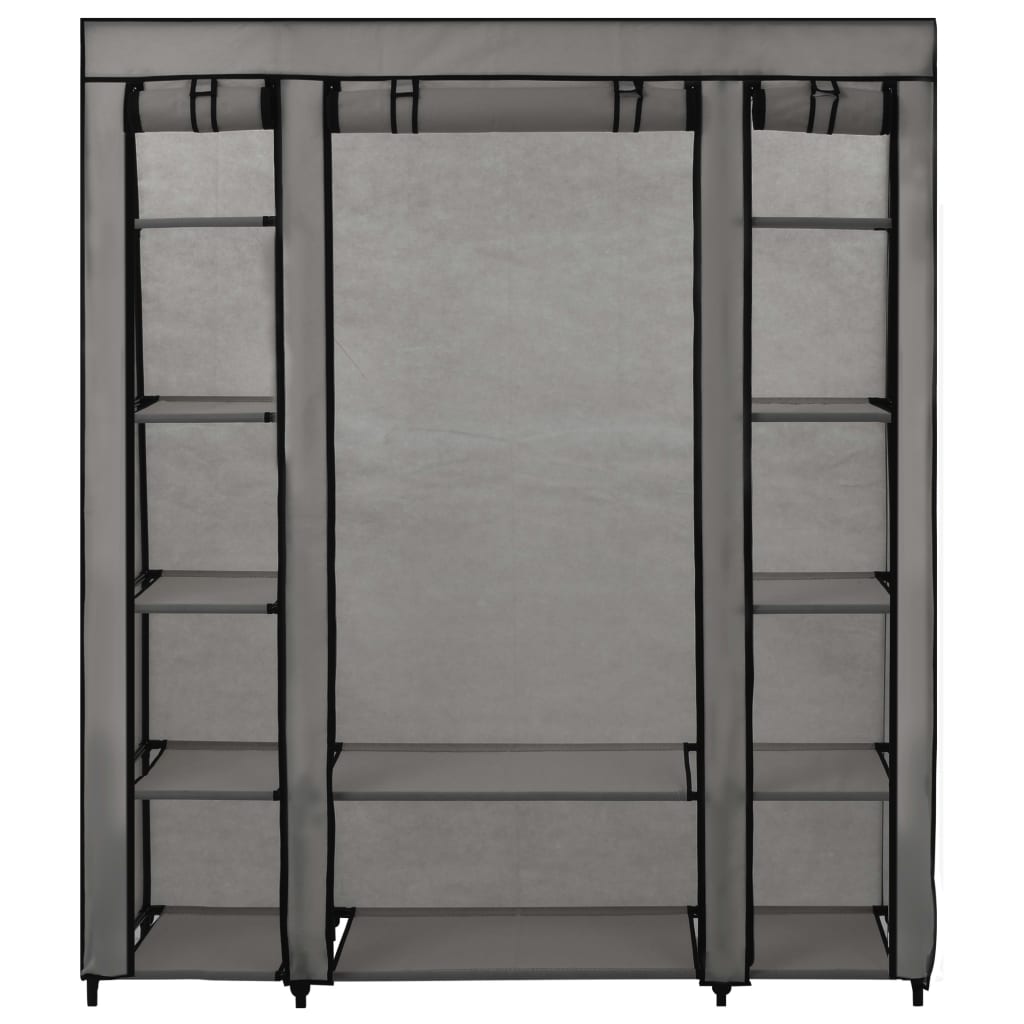 Armadio con Scomparti e Aste Grigio 150x45x176 cm in Tessuto 282436