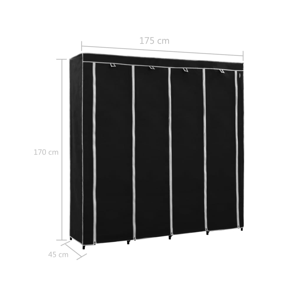 Guardaroba con 4 Scomparti Nero 175x45x170 cm 282445