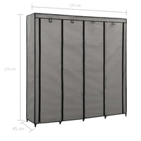 Guardaroba con 4 Scomparti Grigio 175x45x170 cm 282448