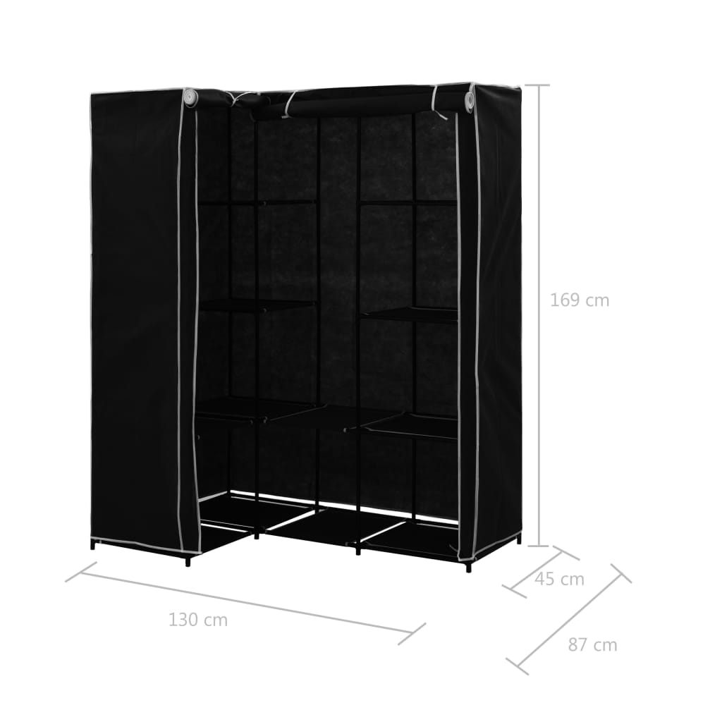 Armadio Angolare Nero 130x87x169 cm 282449