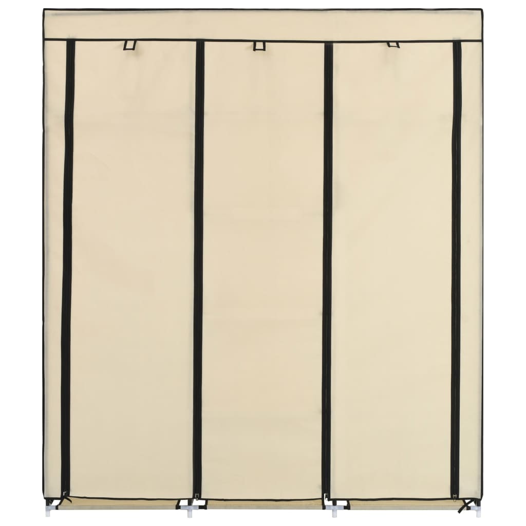 Armadio con Scomparti e Aste Crema 150x45x175 cm in Tessuto 282455