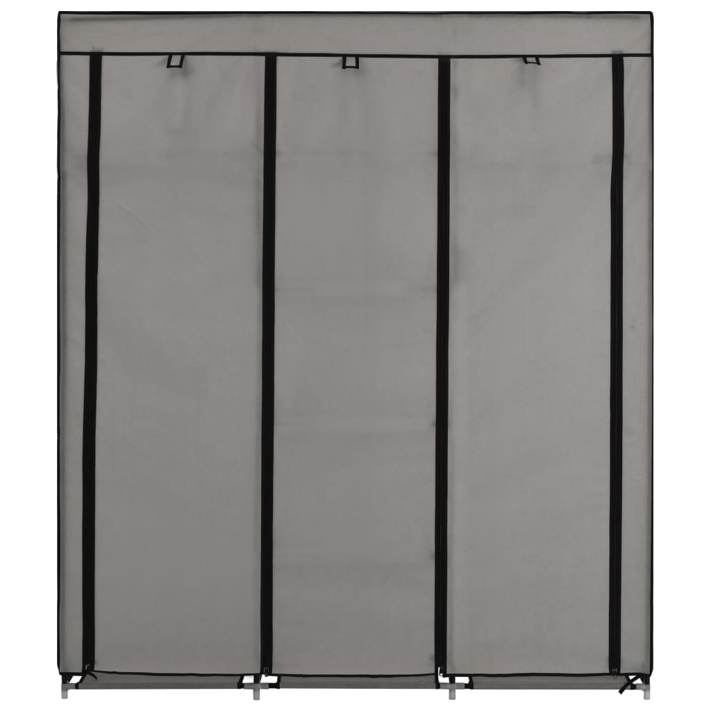 Armadio con Scomparti e Aste Grigio 150x45x175 cm in Tessuto 282456