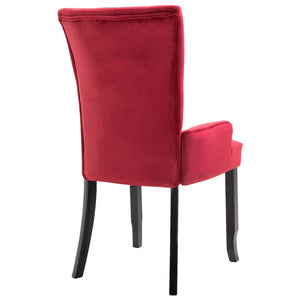 Sedia da Pranzo con Braccioli Rossa in Velluto cod mxl 55639