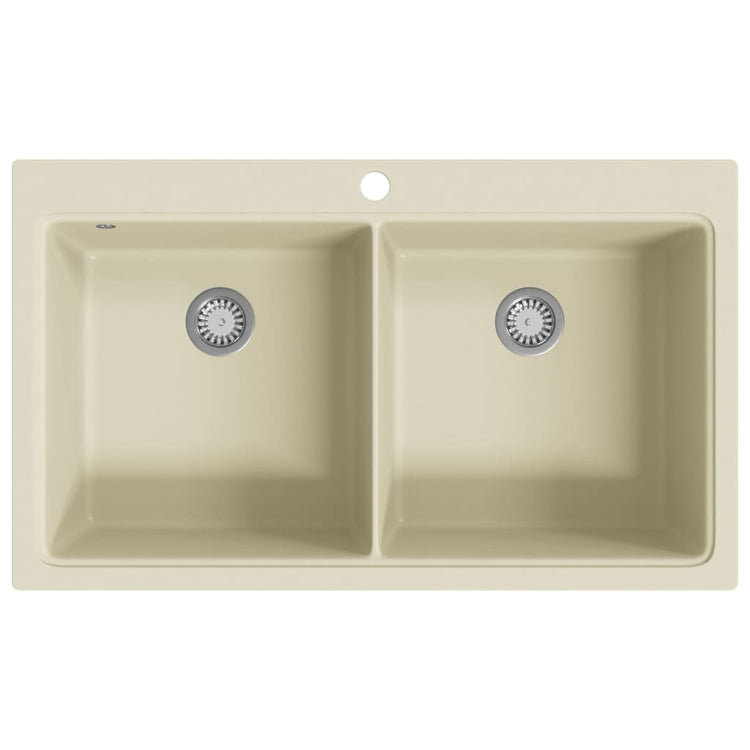 Lavello da Cucina in Granito Vasca Doppia Beige