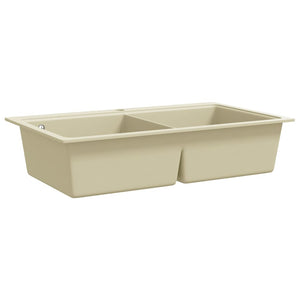 Lavello da Cucina in Granito Vasca Doppia Beige 144851