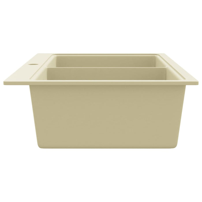 Lavello da Cucina in Granito Vasca Doppia Beige 144851