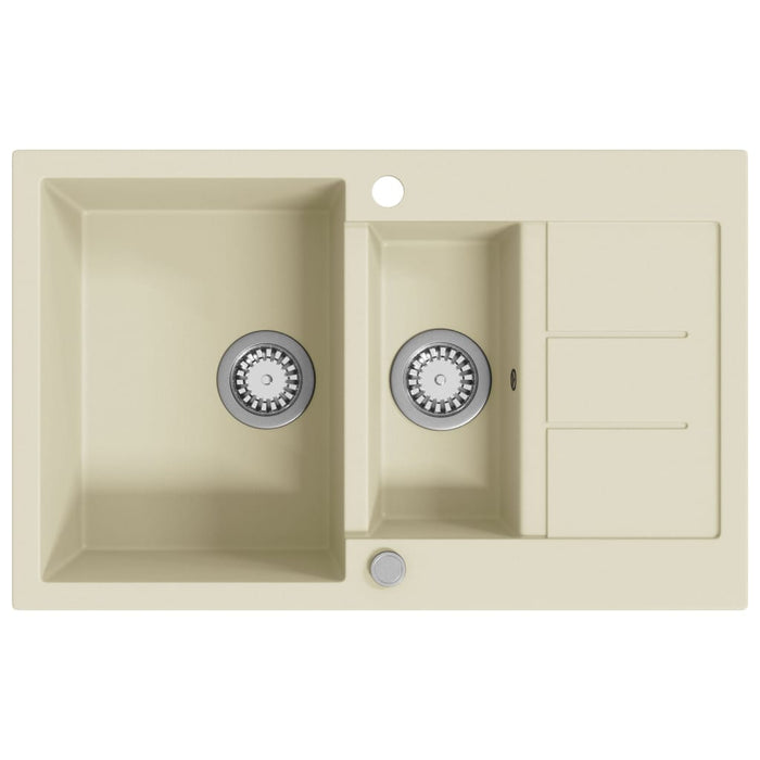 Lavello da Cucina in Granito Vasca Doppia Beige cod mxl 56391