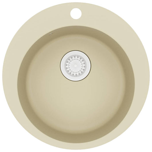 Lavello da Cucina in Granito Vasca Singola Tonda Beige 144864